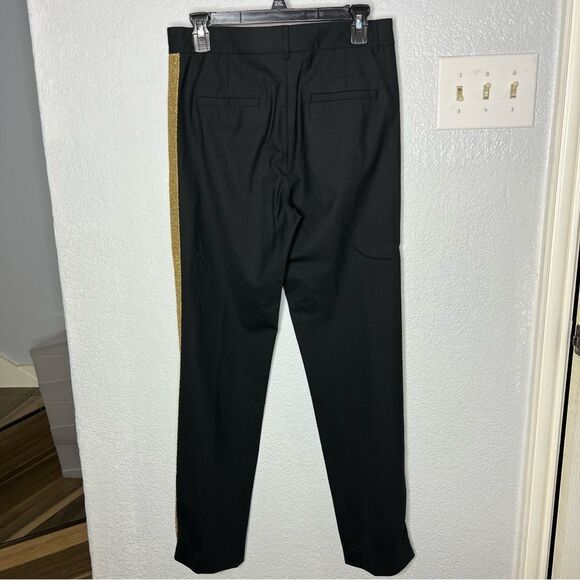 Tibi Tropical Wool Blend Black/Gold Stripe Women’s Tuxedo Dress Pant Size 6 - Picture 3 of 14